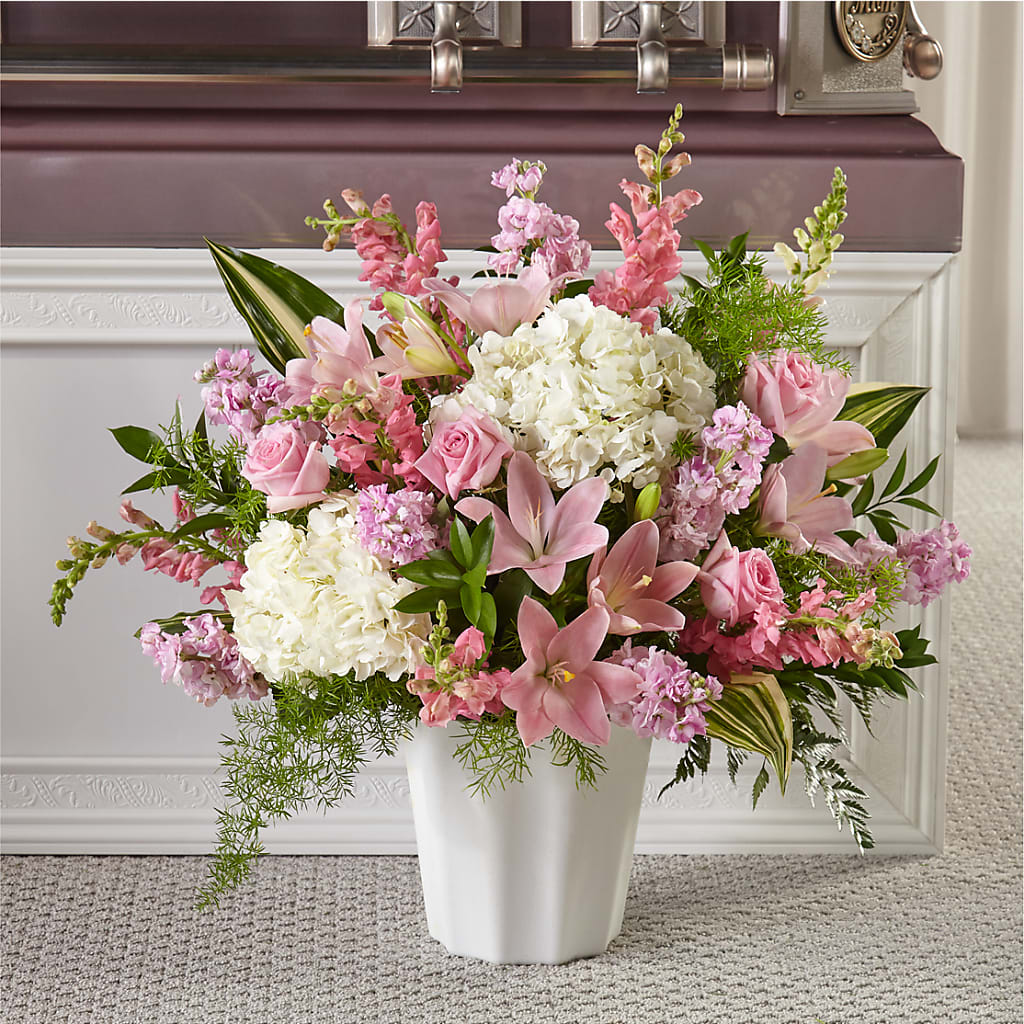 Simply Serene Floor Basket – SWEET CREATIONS BROOKFIELD FLWRS & BLLNS, Brookfield IL