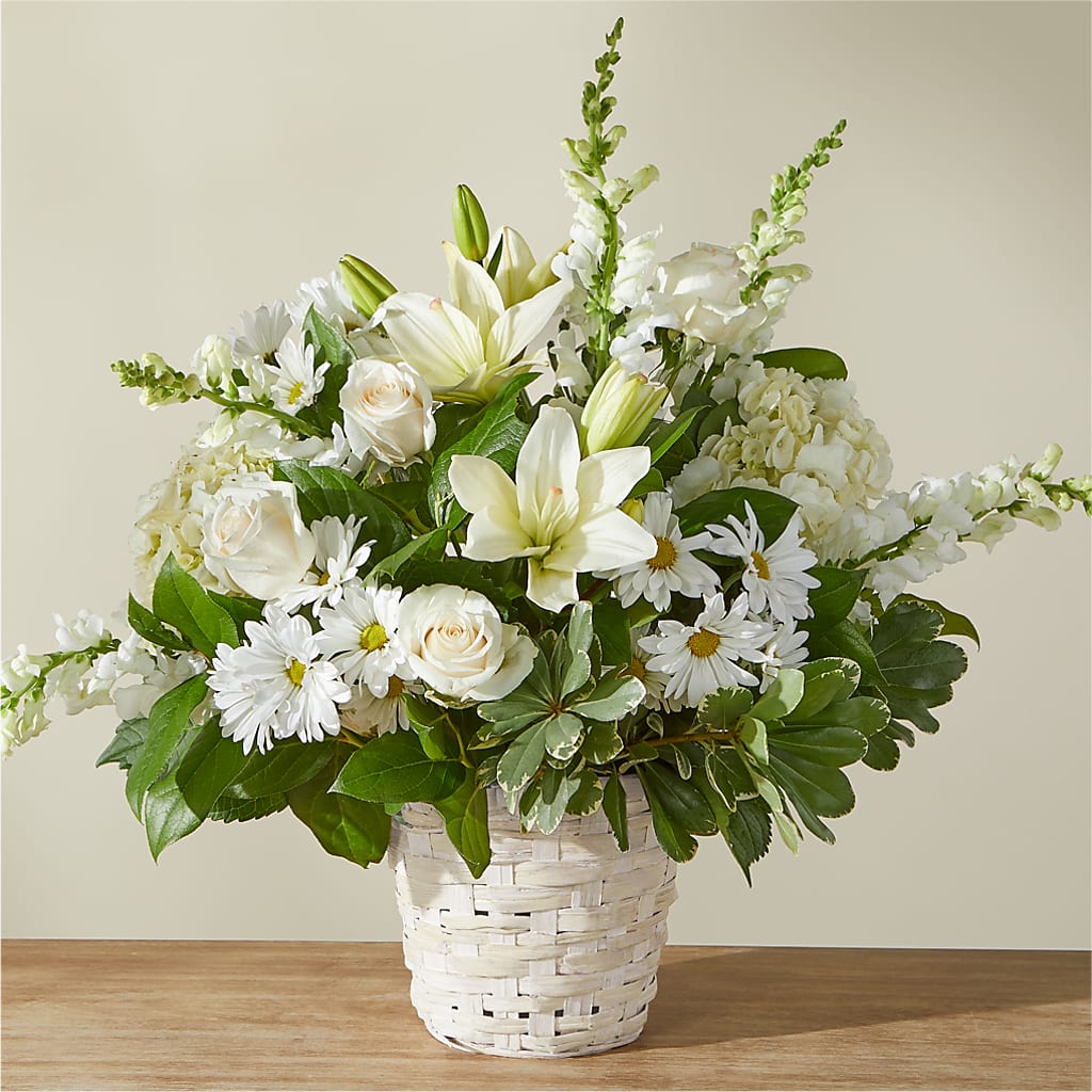 Ivory Elegance Floral Basket – SWEET CREATIONS BROOKFIELD FLWRS & BLLNS, Brookfield IL