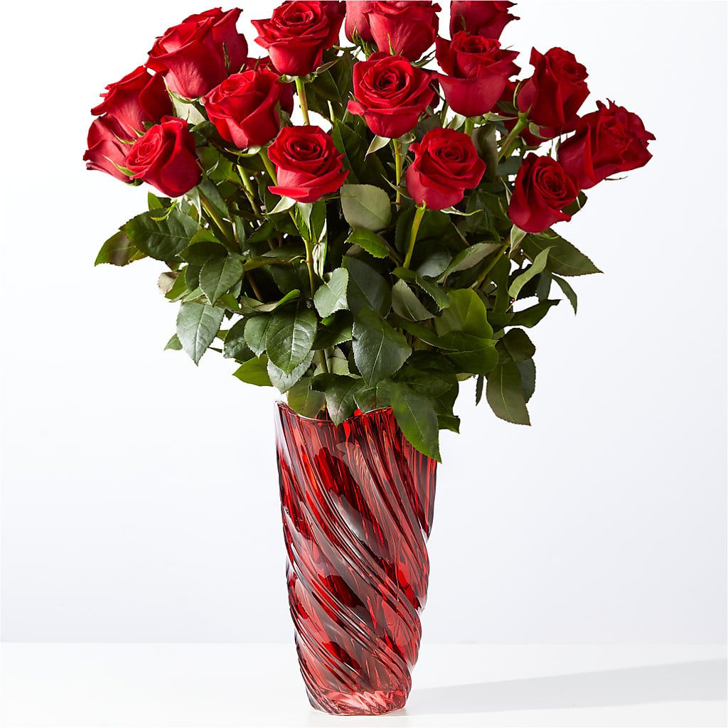 Classic Love Red Rose Bouquet with Luxe Swirl Vase – SWEET CREATIONS BROOKFIELD FLWRS & BLLNS, Brookfield IL