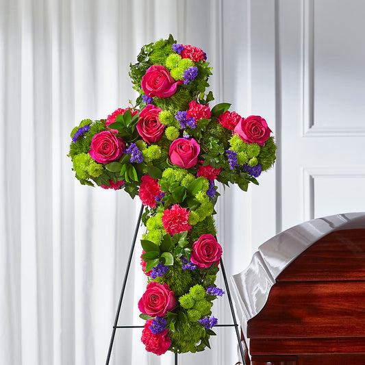 Tribute Rose Floral Cross – SWEET CREATIONS BROOKFIELD FLWRS & BLLNS, Brookfield IL
