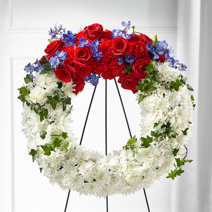 Patriotic Passion Wreath – SWEET CREATIONS BROOKFIELD FLWRS & BLLNS, Brookfield IL