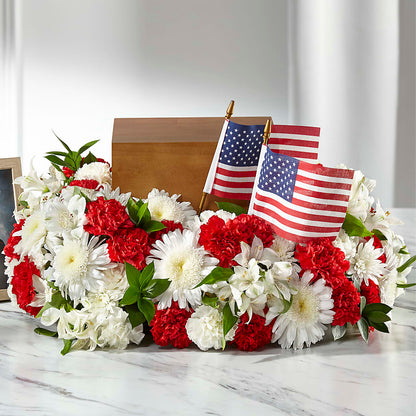 Spirit of Patriotism Cremation Adornment – SWEET CREATIONS BROOKFIELD FLWRS & BLLNS, Brookfield IL