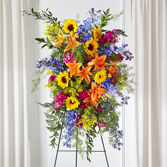 Sunlit Memories Standing Spray (Standard) – SWEET CREATIONS BROOKFIELD FLWRS & BLLNS, Brookfield IL