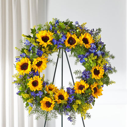 Bright Rays Wreath – SWEET CREATIONS BROOKFIELD FLWRS & BLLNS, Brookfield IL