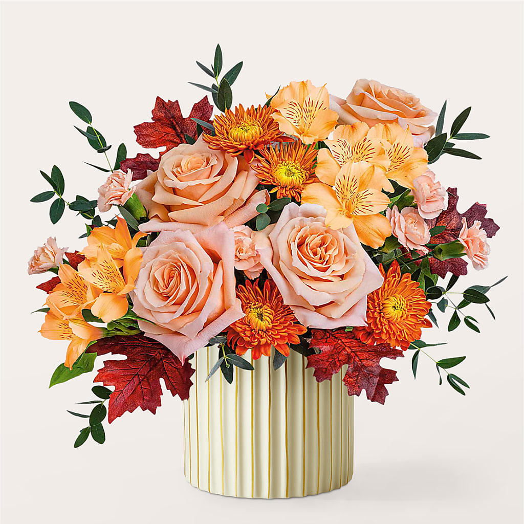 Spiced Latte Bouquet with Ivory Vase – SWEET CREATIONS BROOKFIELD FLWRS & BLLNS, Brookfield IL