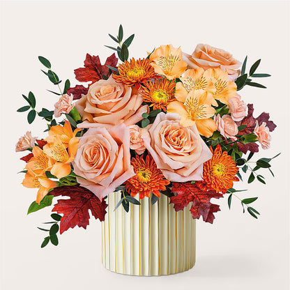 Spiced Latte Bouquet with Ivory Vase – SWEET CREATIONS BROOKFIELD FLWRS & BLLNS, Brookfield IL