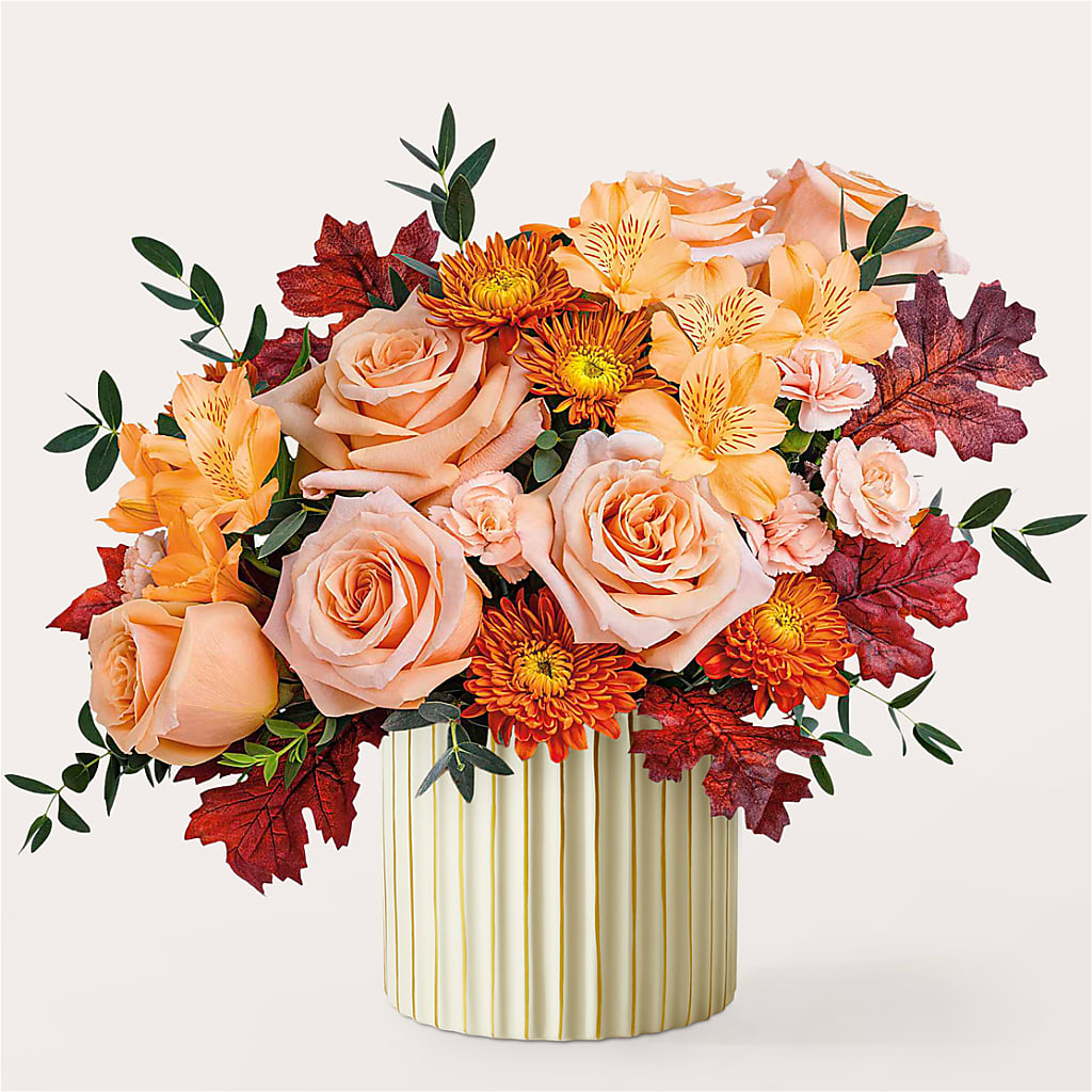 Spiced Latte Bouquet with Ivory Vase – SWEET CREATIONS BROOKFIELD FLWRS & BLLNS, Brookfield IL