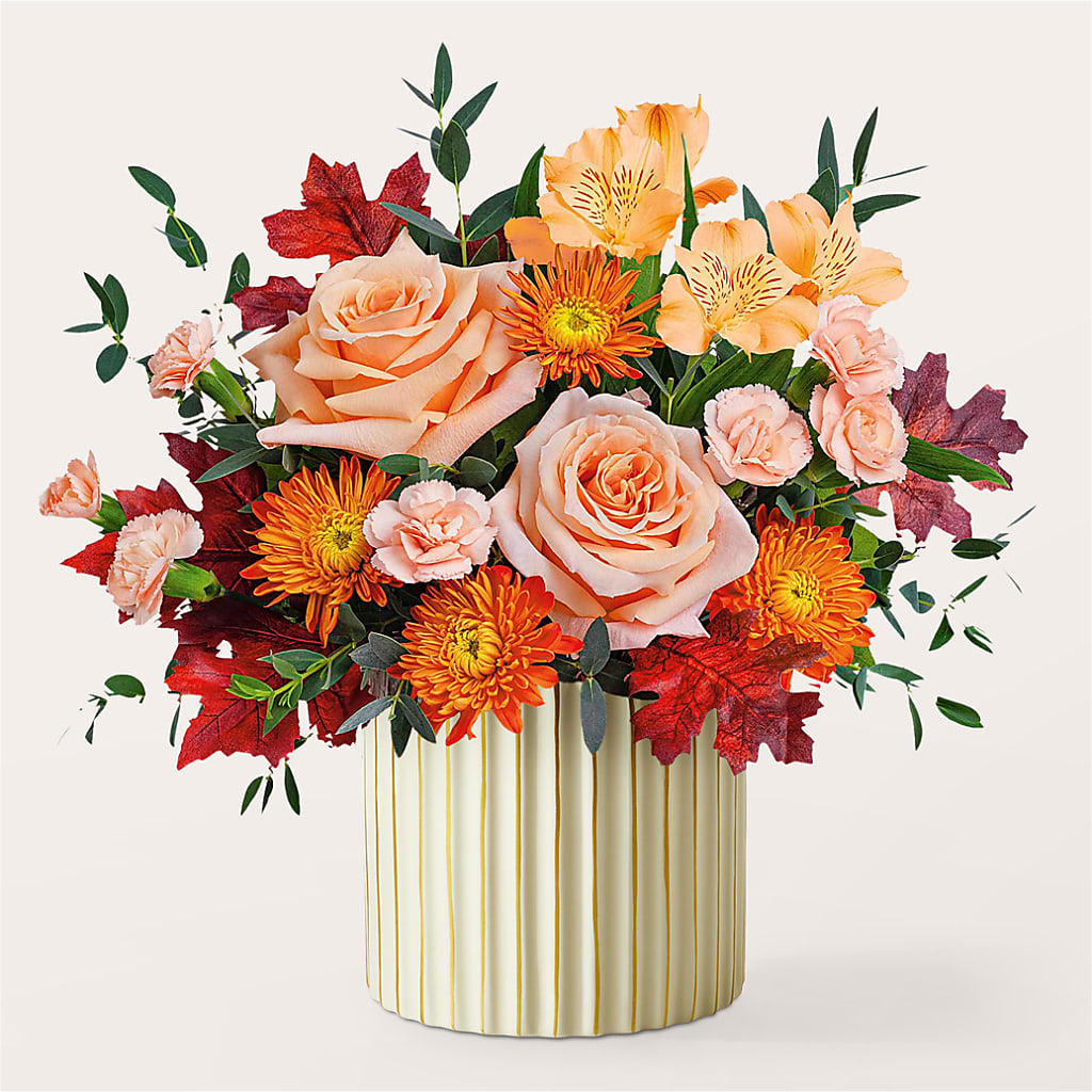 Spiced Latte Bouquet with Ivory Vase – SWEET CREATIONS BROOKFIELD FLWRS & BLLNS, Brookfield IL