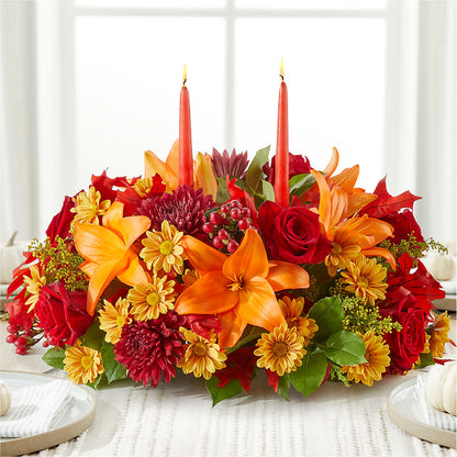 Autumn's Embrace Centerpiece – SWEET CREATIONS BROOKFIELD FLWRS & BLLNS, Brookfield IL