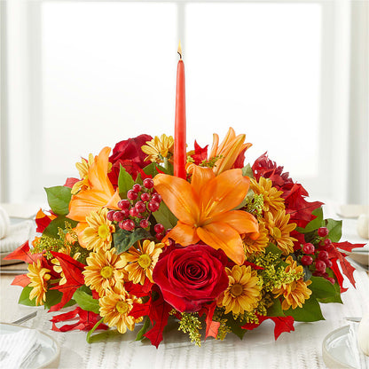 Autumn's Embrace Centerpiece – SWEET CREATIONS BROOKFIELD FLWRS & BLLNS, Brookfield IL