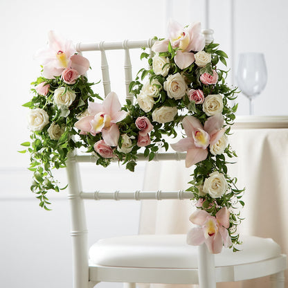 Orchid Rose Chair Décor – SWEET CREATIONS BROOKFIELD FLWRS & BLLNS, Brookfield IL
